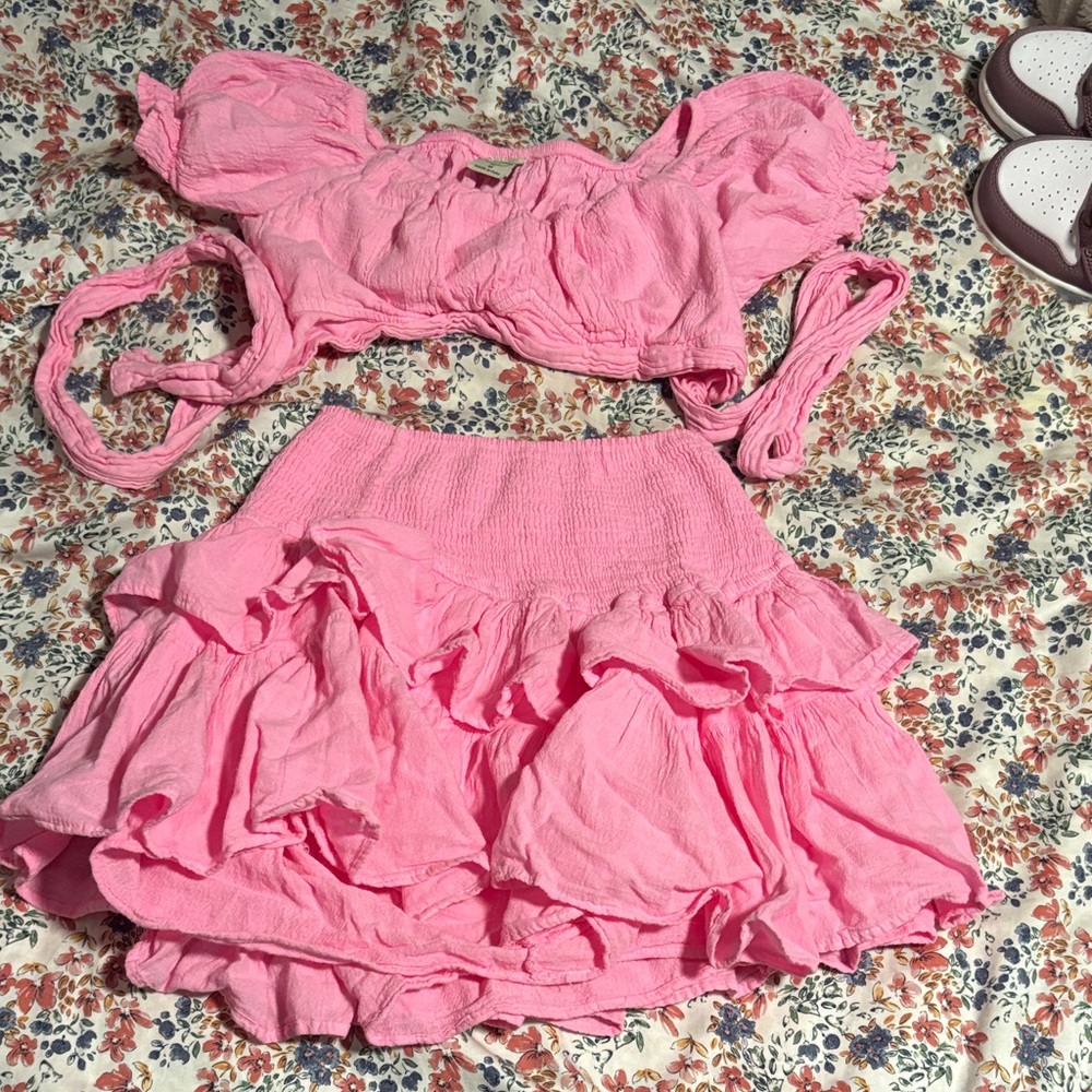 Vibrant Pink Ruffled Outfit